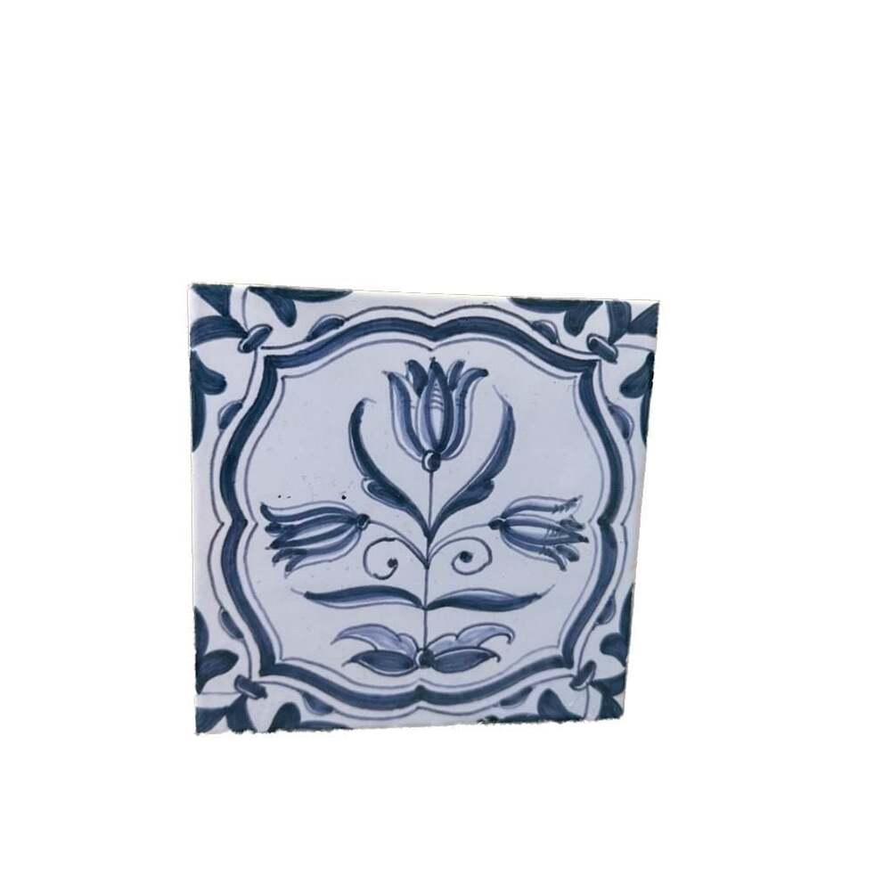 Antique 17th Century Dutch Delft Tulip Tile